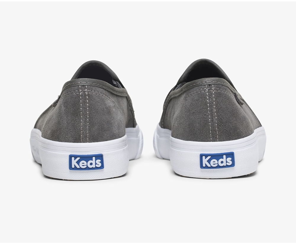 Slip Ons Keds Femme Grise - Double Decker Suede - 516-OUQHTC